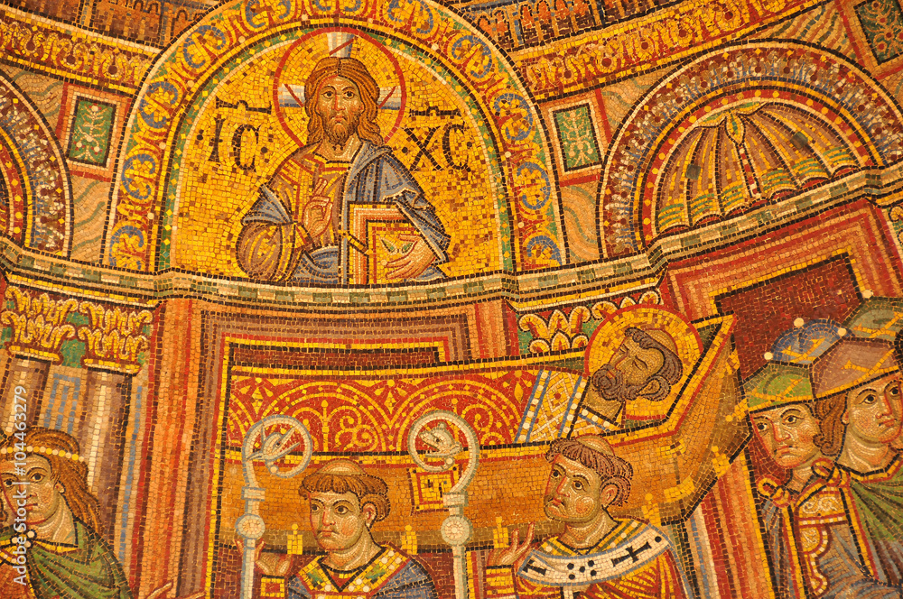Gold mosaic showing Jesus Christ and Saint Mark