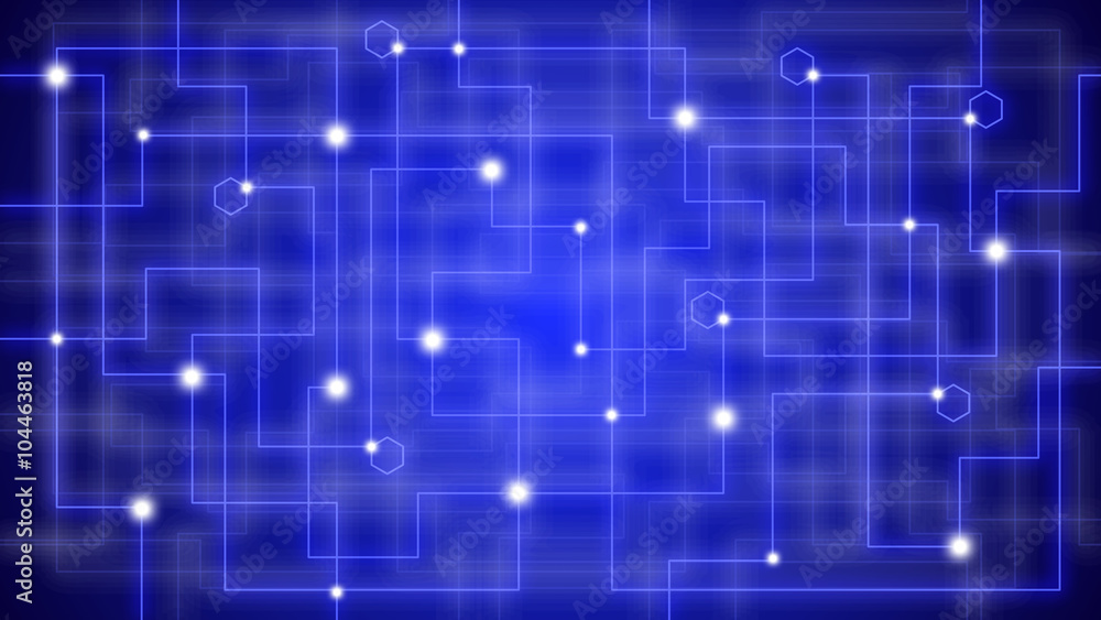 Glowing data network on blue Glowing data network on blue
