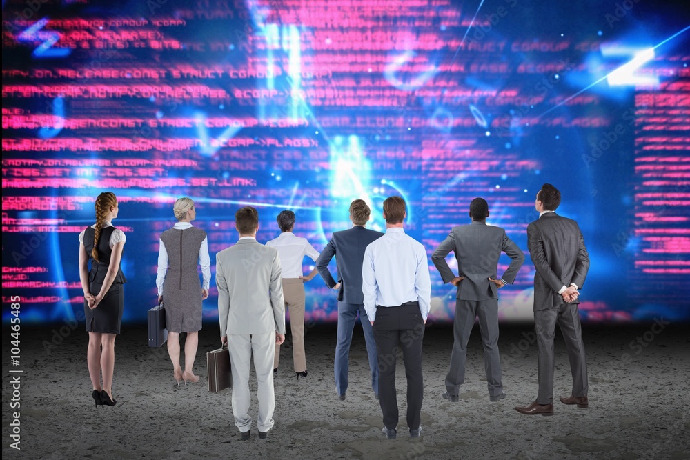 Businessman and businesswoman looking at data Businessman and businesswoman looking at data