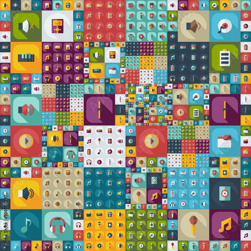 Flat modern design with shadow icons music