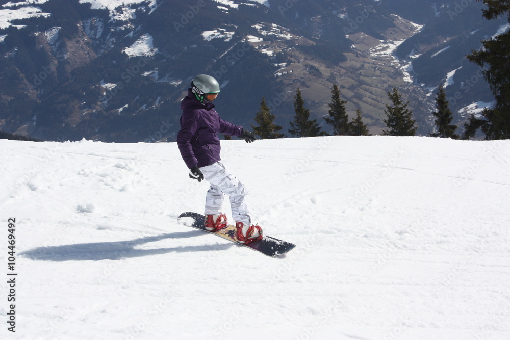 Young snowboard woman.
