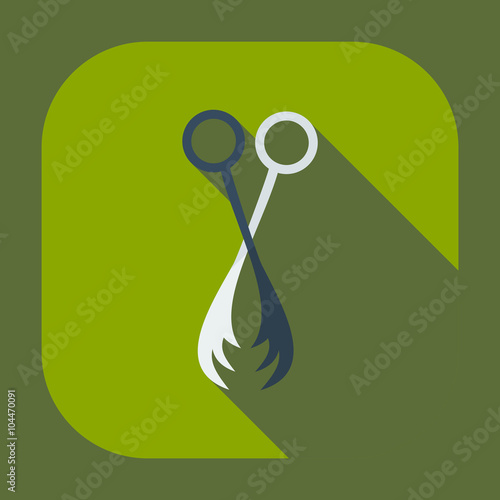 Flat modern design with shadow icons thinning scissors