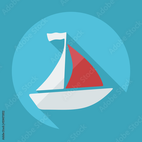 Flat modern design with shadow icon sailing ship