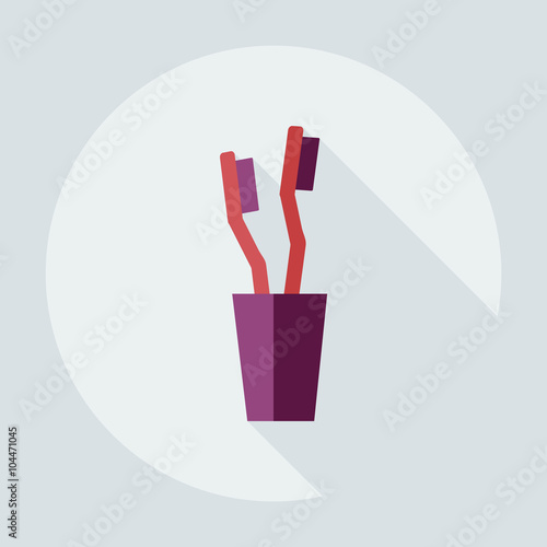 Flat modern design with shadow icons toothbrush