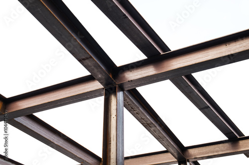 Fotografie I-beam steel construction, isolated on white background