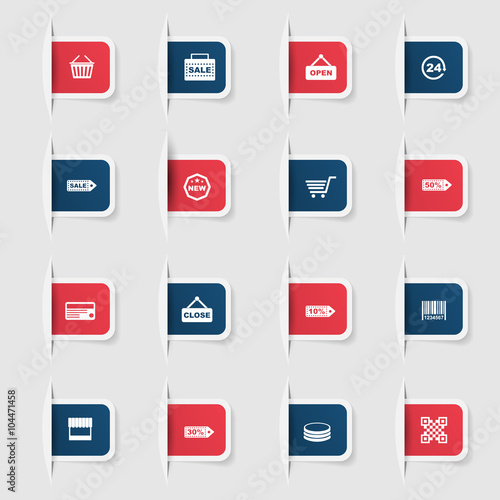 Set, a collection of unique paper stickers icons sale