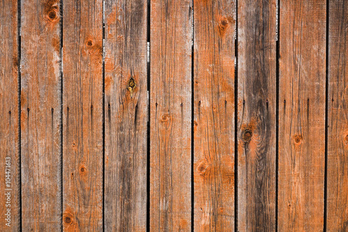 Vintage wood background. Grunge wooden weathered oak or pine textured planks. Brown rustic fence. © Andrii Oleksiienko