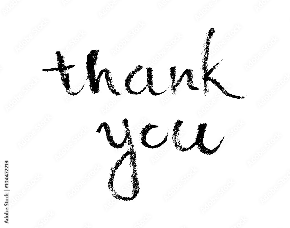 Fototapeta premium Thank you handwritten vector illustration, dark brush pen lettering isolated on white background