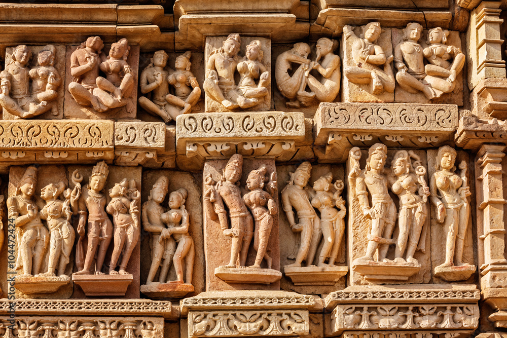 Sculptures on Adinath Jain Temple, Khajuraho Sculptures on Adinath Jain Temple, Khajuraho