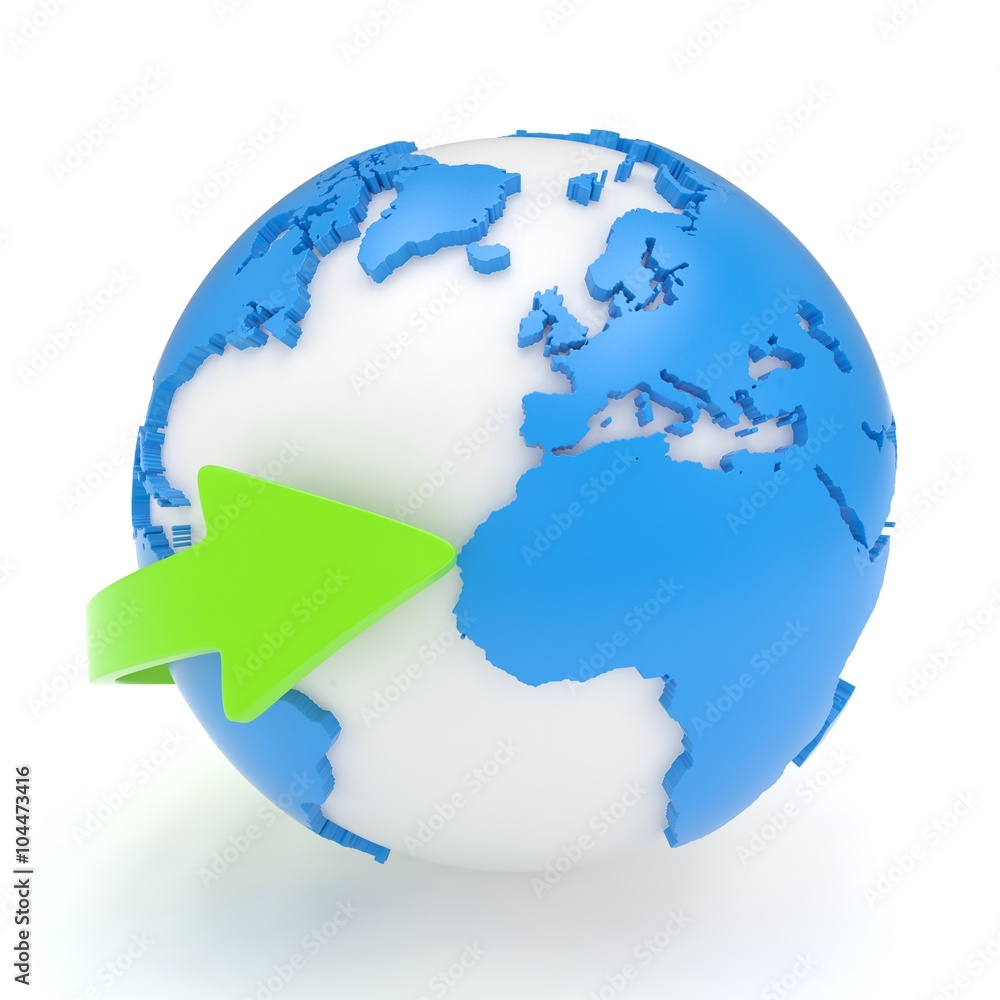 Fototapeta premium Arrow and Earth globe. 3d render