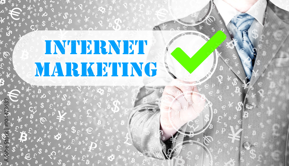 business man pressing checkbox internet marketing business man pressing checkbox internet marketing