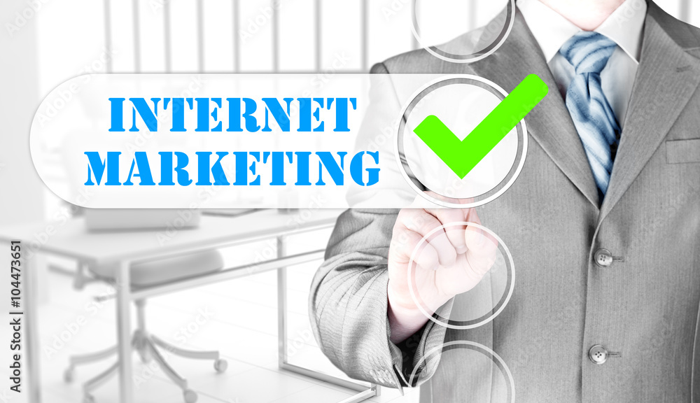business man pressing checkbox internet marketing business man pressing checkbox internet marketing