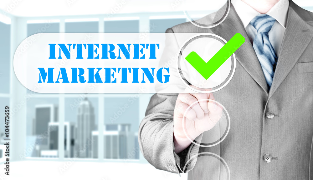 business man pressing checkbox internet marketing business man pressing checkbox internet marketing