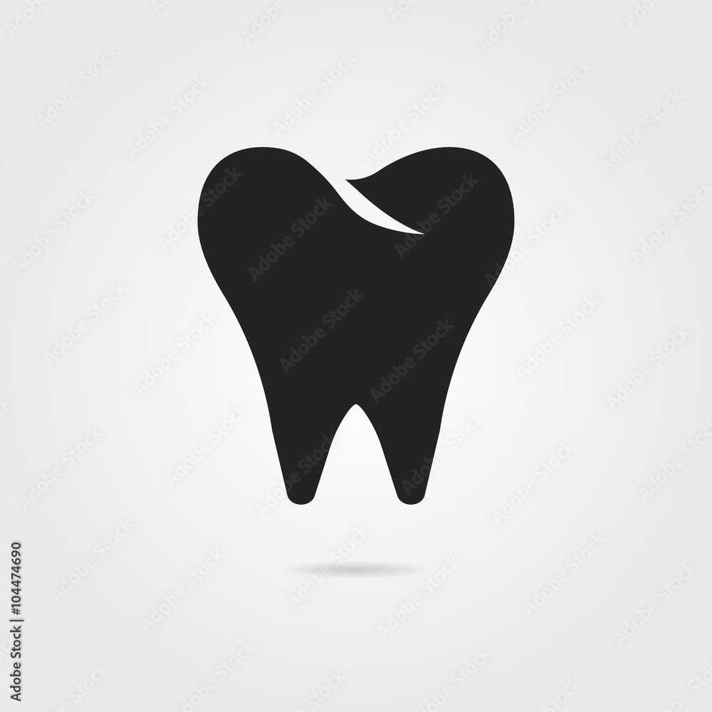 black tooth icon with shadow black tooth icon with shadow