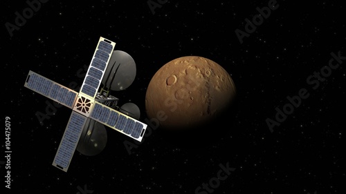 Fototapeta Naklejka Na Ścianę i Meble -  
satelit observes a planet in space