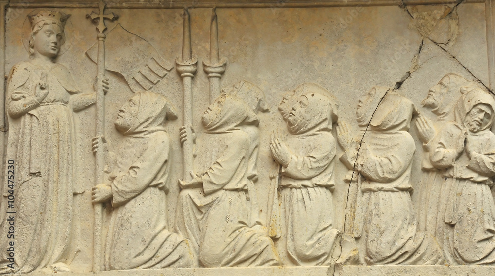 Roman sculpture of Saint Fosca preaching in marble