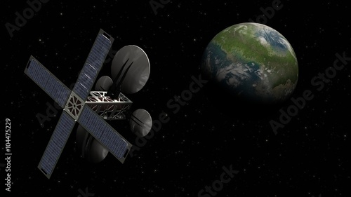 Fototapeta Naklejka Na Ścianę i Meble -  
satelit observes a planet in space