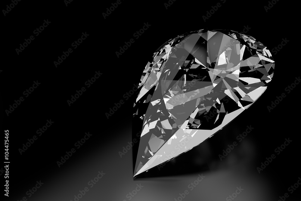 Diamond Shaped like a Teardrop on Black Background Diamond Shaped like a Teardrop on Black Background