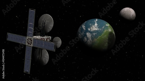 Fototapeta Naklejka Na Ścianę i Meble -  
satelit observes a planet in space