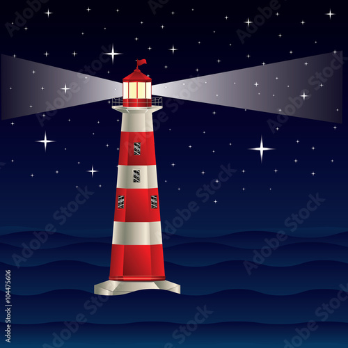 Lighthouse and Night Sea