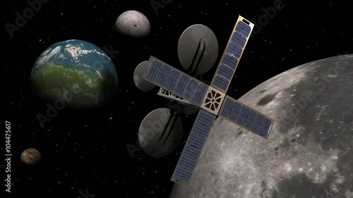 Fototapeta Naklejka Na Ścianę i Meble -  
satelit observes a planet in space