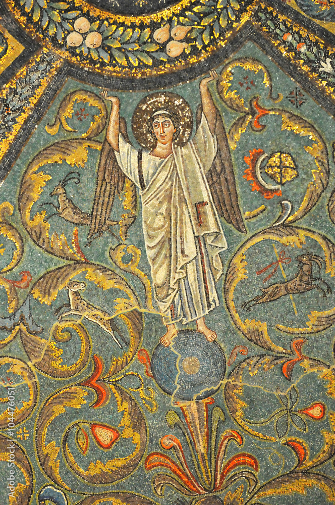 Ancient Byzantine mosaic of an Angel