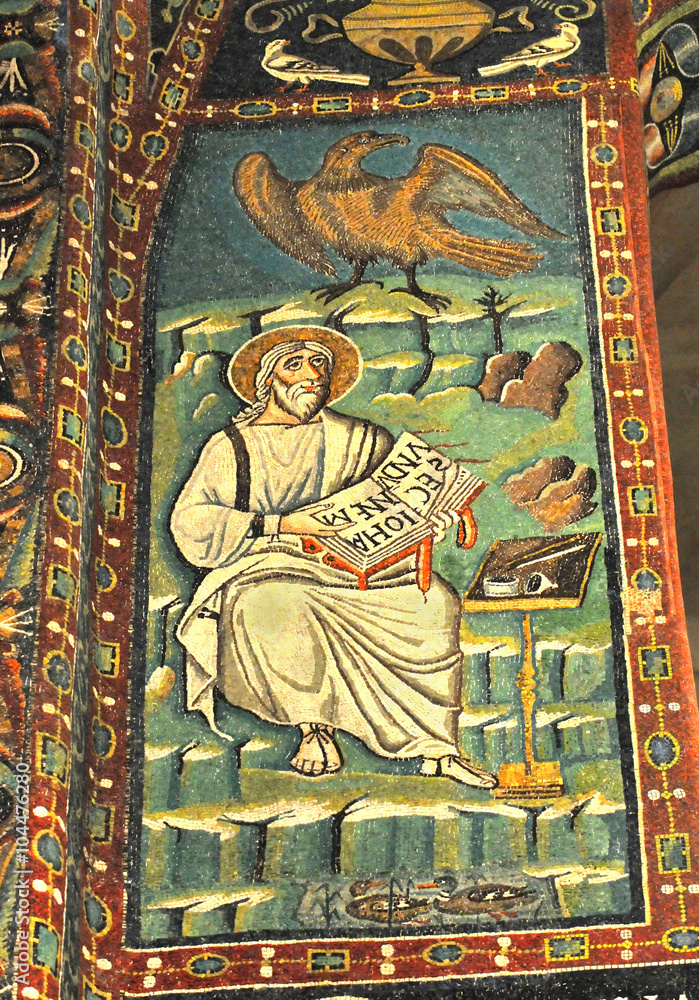 Ancient byzantine mosaic of John the Evangelist