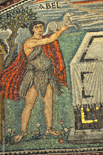 Ancient byzantine mosaic of the old testament Abel