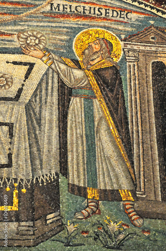 Ancient byzantine mosaic of the King of Jerusalem