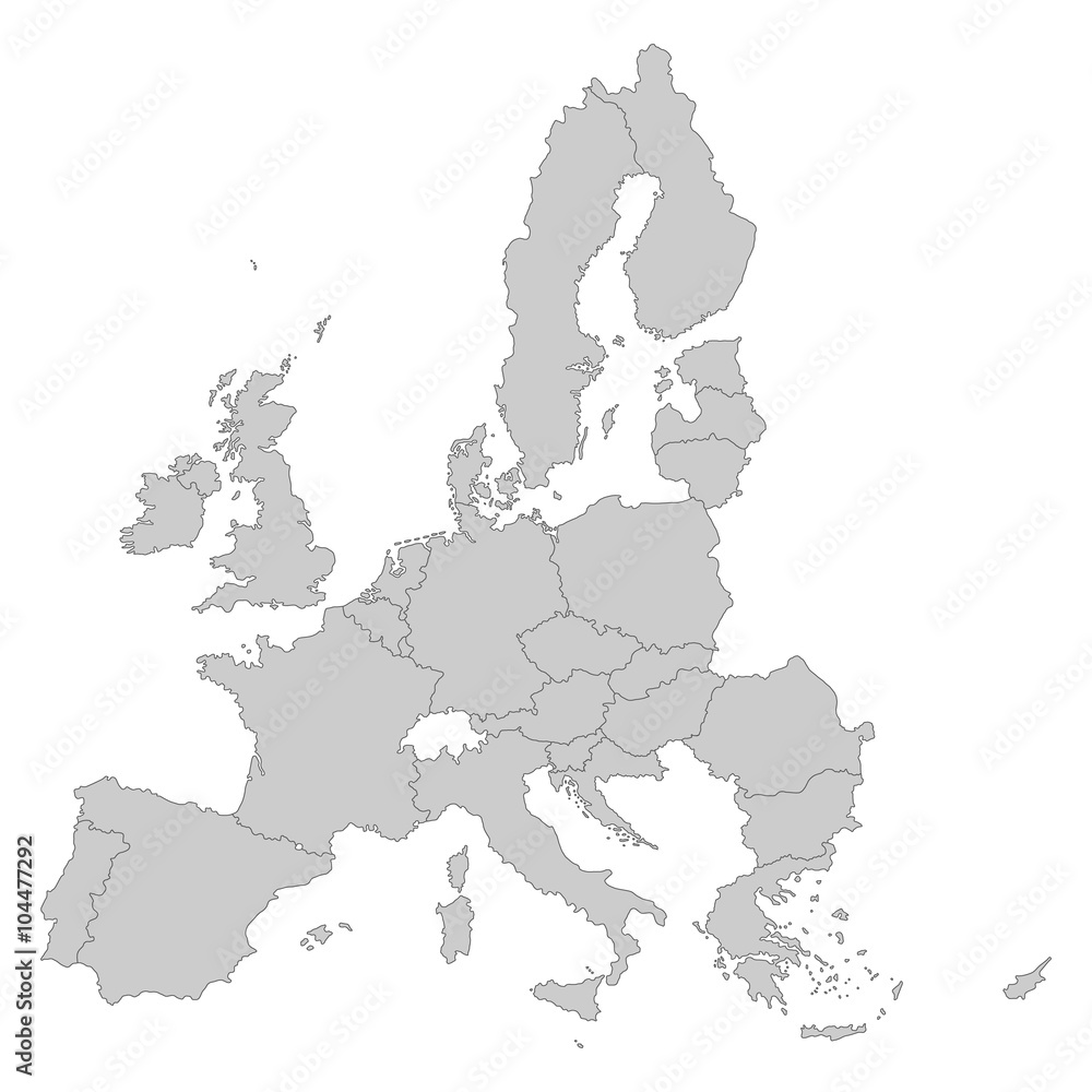 Fototapeta premium Europäische Union - Mitgliedsstaaten in Grau
