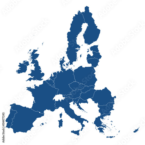 Europäische Union - Mitgliedsstaaten in Blau