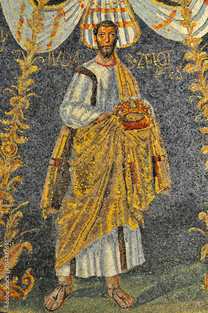 Ancient byzantine mosaic of Judas