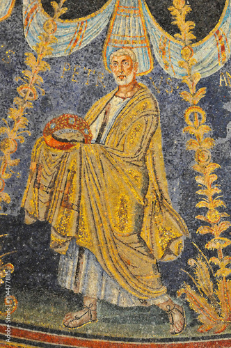 Ancient byzantine mosaic of the Apostle Peter