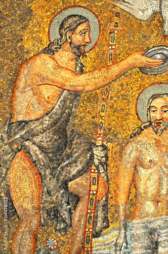 Ancient byzantine mosaic of St John the Baptist