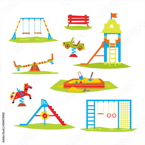 Children Playground, Colourful  Vector Illustration
