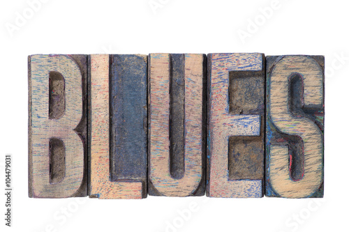Fotografi blues word wooden