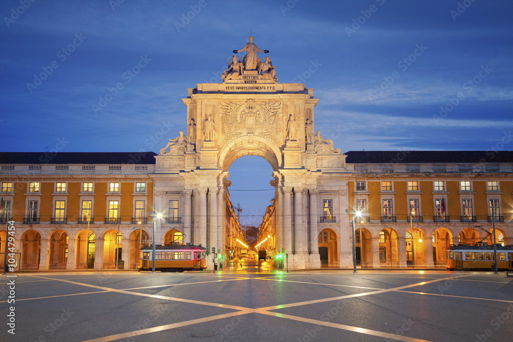 Lisbon. Image of Arch of Triumph in Lisbon, Portugal.
