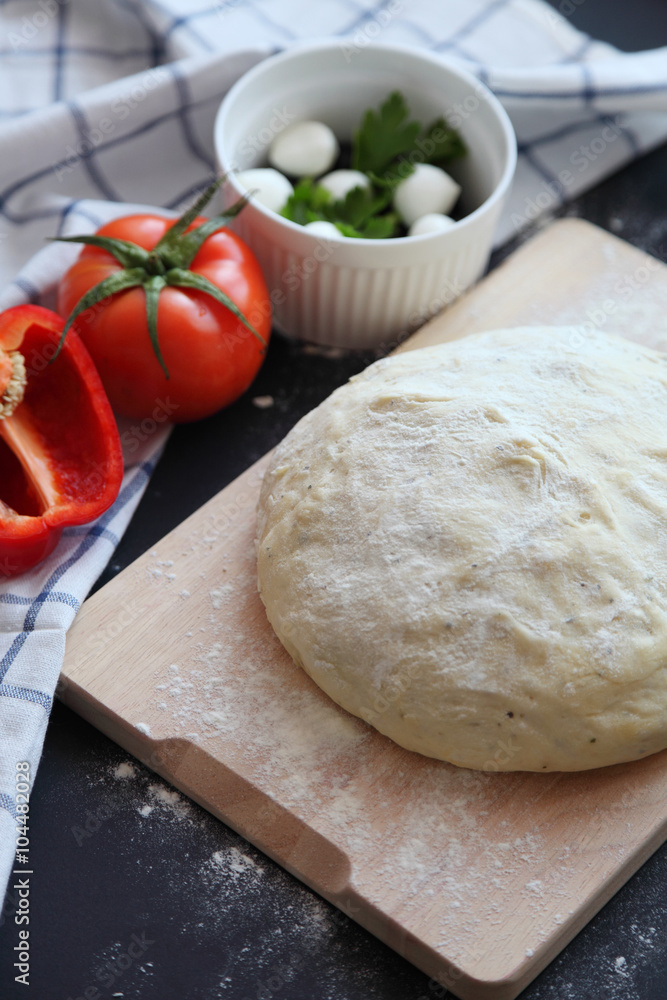 Yeast dough on the table Yeast dough on the table