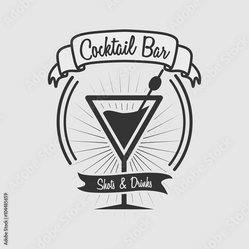Cocktail vintage emblem, label or logo template. Alcoholic drink icon.  Design element. Vector