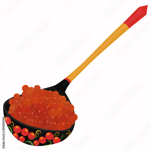 Wooden spoon Khokhloma  with red caviar