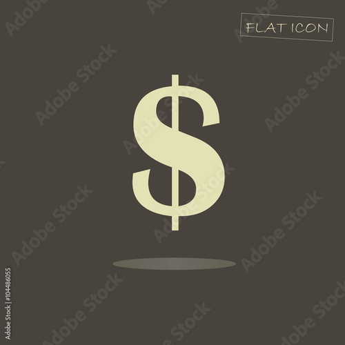 Flat icon of the dollar sign. Light dollar sign on a dark background, vector