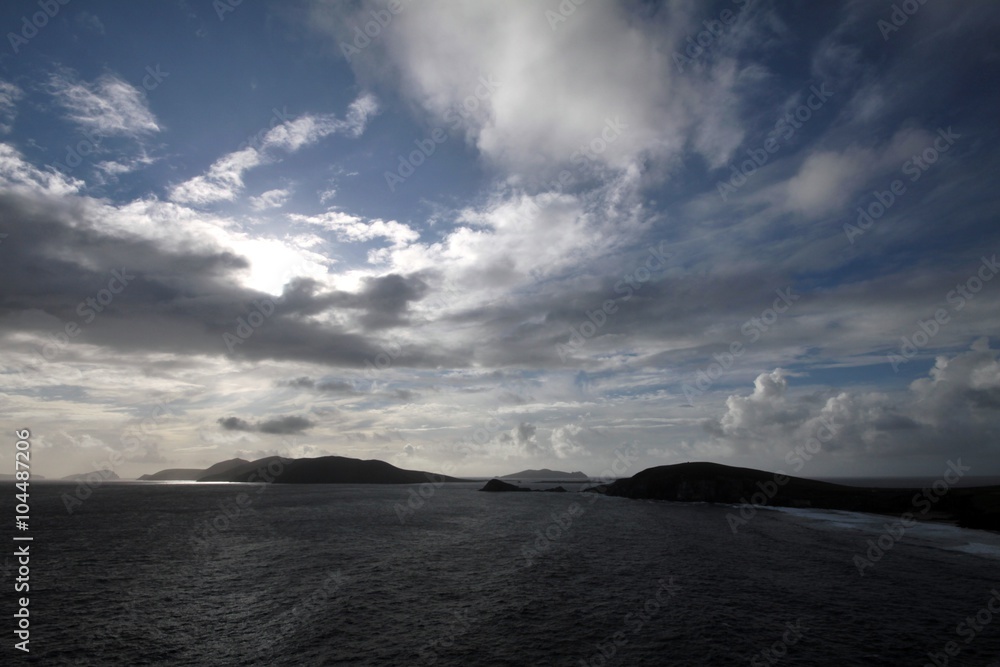 dark sky on Aran islands, view from Slea Head dirve, Ireland