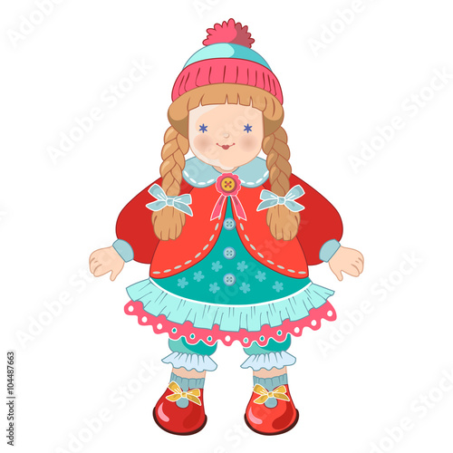 Beautiful soft doll, sewn of cloth