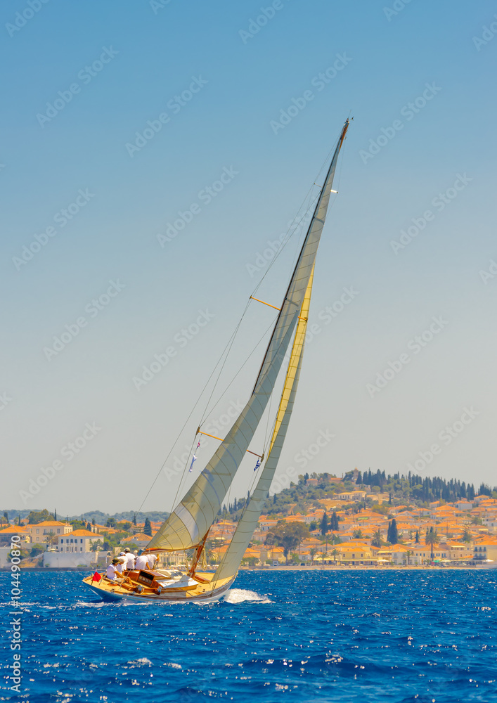 Fototapeta premium sailing in Spetses island in Greece