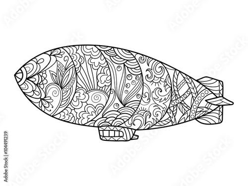 Dirigible aircraft coloring book for adults vector