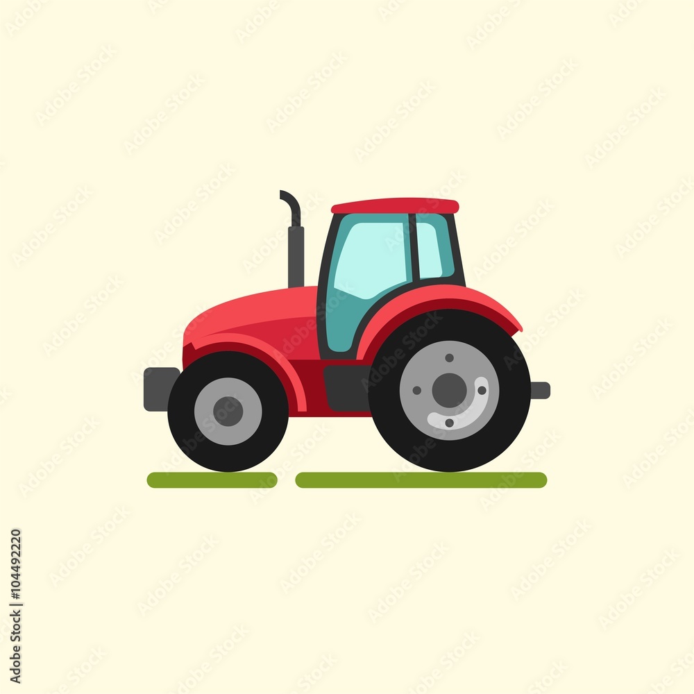 Naklejka premium Tractor. Farmer machine. Vector flat illustration.