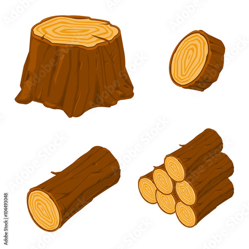 Vector illustration Icon set of chopped wood.
Concept for firewood or the lumber industry.