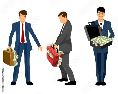 Businessman with case of money