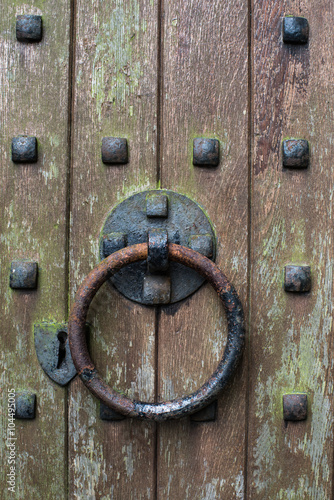 detail of an old church door in Cork city Ireland 