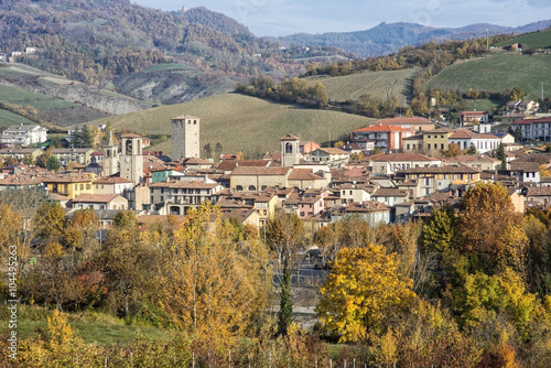 Varzi (Pavia, Lombardy, Italy), panoramic view in autumn